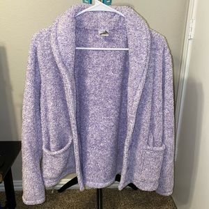medium purple and white women’s sweater jacket